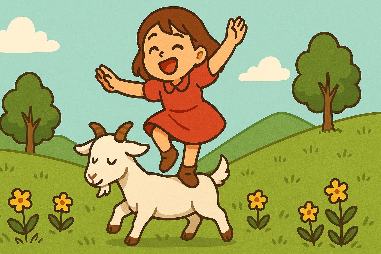 子ヤギの上でダンス