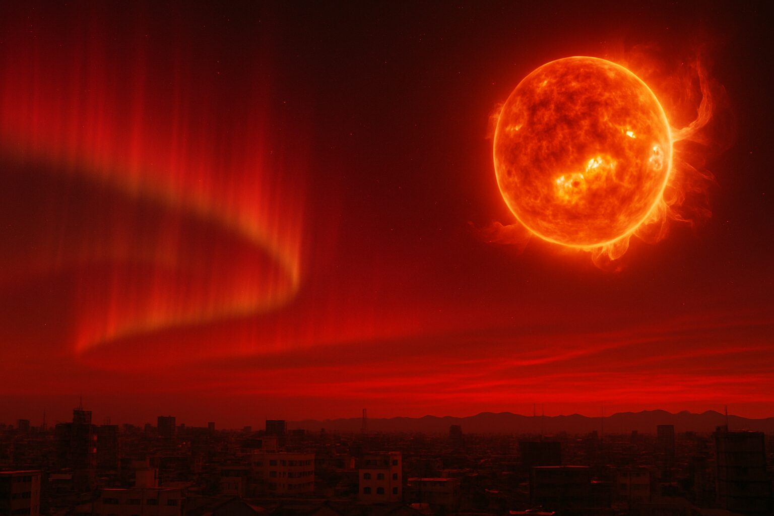 低輝度オーロラと太陽フレア